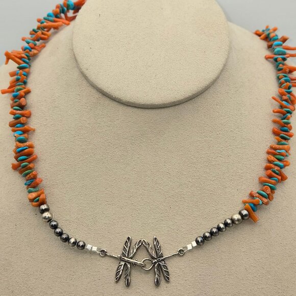 Natural Mediterranean Branch Coral with Turquoise Necklace - Picture 7 of 7